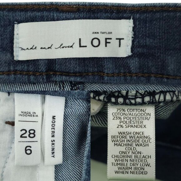 Loft Modern Skinny Jeans Womens Size 28/6 Mid Rise Dark Wash Stretch Denim - Picture 7 of 14